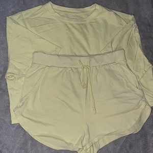 NEON YELLOW CROP TOP & SHORTS SET!!